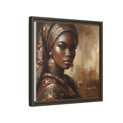 Wall Art Print, Elegant Afrocentric Home Decor, Black Woman Portrait, Unique Gift for Her, Matte Canvas, Framed Art Print for Living Room