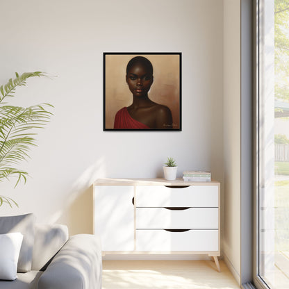 Wall Art, African Woman Portrait Painting, Matte Canvas, Framed, Home Decor, Living Room, Bedroom, Gift Ideas, Mother's Day, Black History
