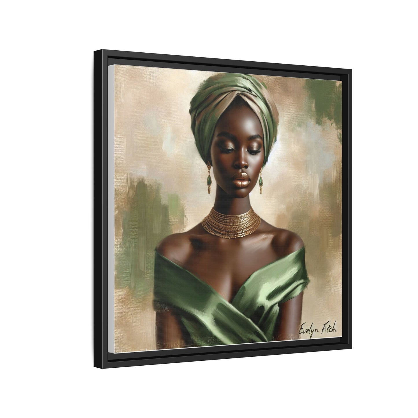 Stunning Framed Canvas Art Print, Elegant Wall Decor, Home Office Artwork, Black Glamour Portrait, Ethnic Style