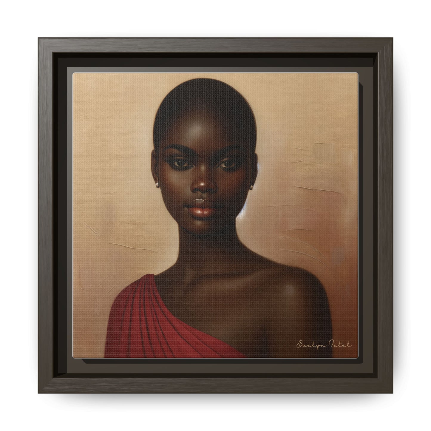 Wall Art, African Woman Portrait Painting, Matte Canvas, Framed, Home Decor, Living Room, Bedroom, Gift Ideas, Mother's Day, Black History