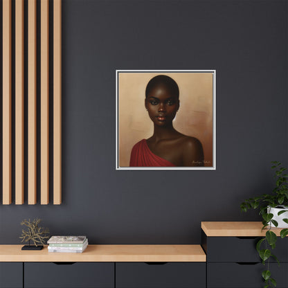 Wall Art, African Woman Portrait Painting, Matte Canvas, Framed, Home Decor, Living Room, Bedroom, Gift Ideas, Mother's Day, Black History