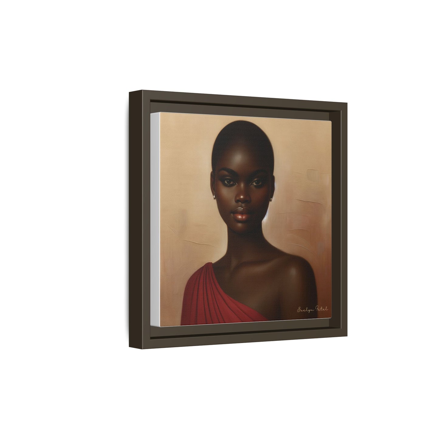 Wall Art, African Woman Portrait Painting, Matte Canvas, Framed, Home Decor, Living Room, Bedroom, Gift Ideas, Mother's Day, Black History