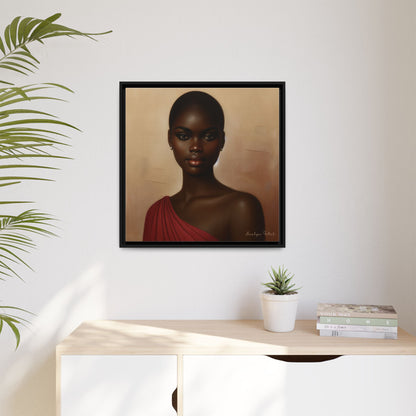 Wall Art, African Woman Portrait Painting, Matte Canvas, Framed, Home Decor, Living Room, Bedroom, Gift Ideas, Mother's Day, Black History