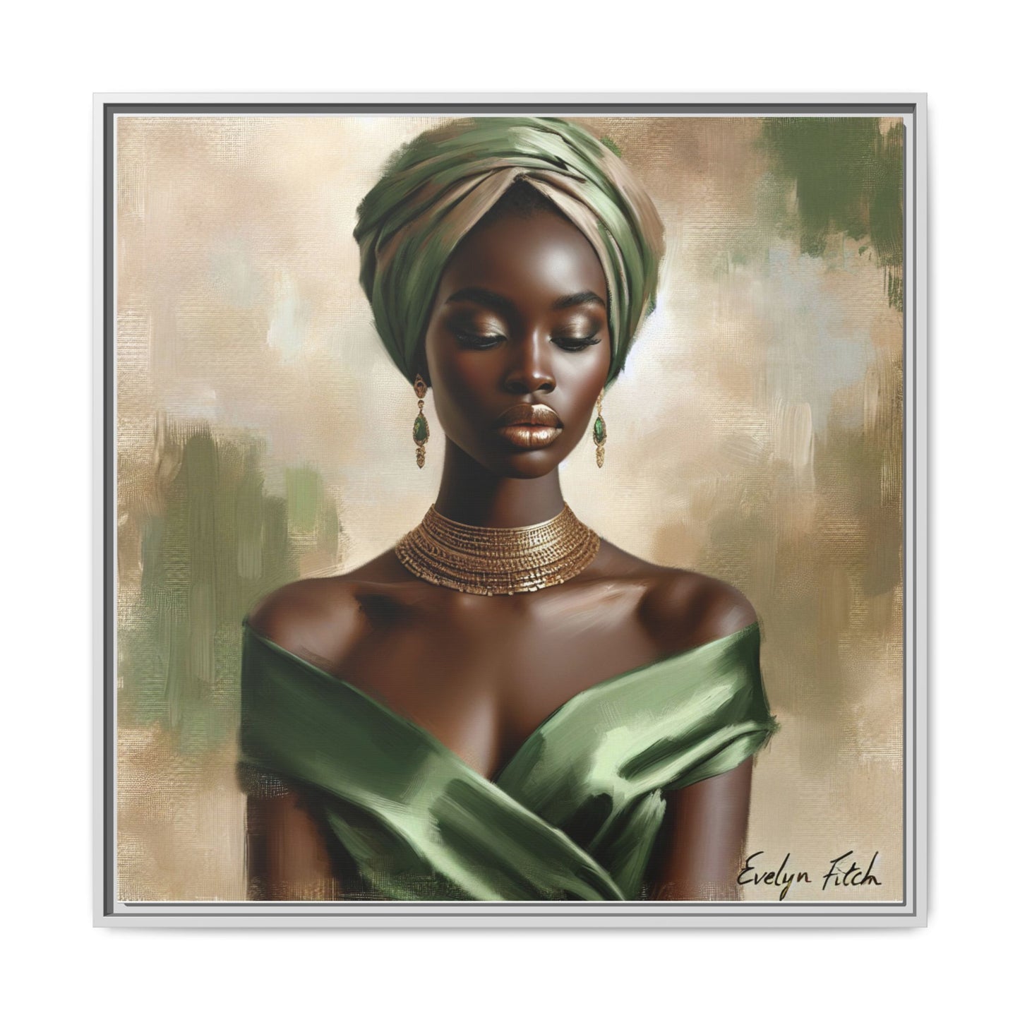 Stunning Framed Canvas Art Print, Elegant Wall Decor, Home Office Artwork, Black Glamour Portrait, Ethnic Style