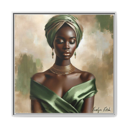 Stunning Framed Canvas Art Print, Elegant Wall Decor, Home Office Artwork, Black Glamour Portrait, Ethnic Style