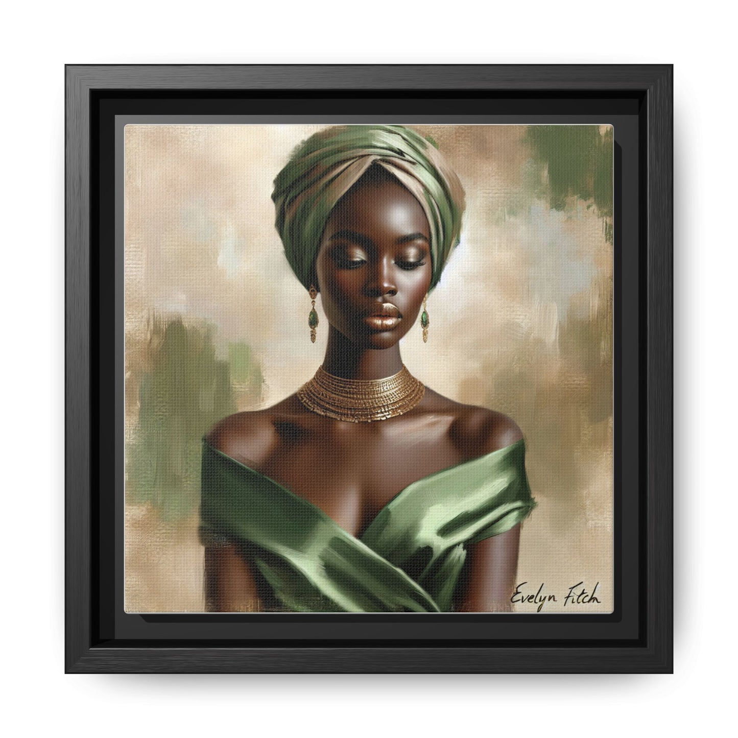 Stunning Framed Canvas Art Print, Elegant Wall Decor, Home Office Artwork, Black Glamour Portrait, Ethnic Style