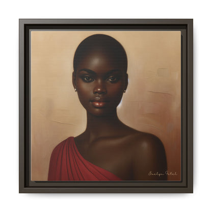 Wall Art, African Woman Portrait Painting, Matte Canvas, Framed, Home Decor, Living Room, Bedroom, Gift Ideas, Mother's Day, Black History