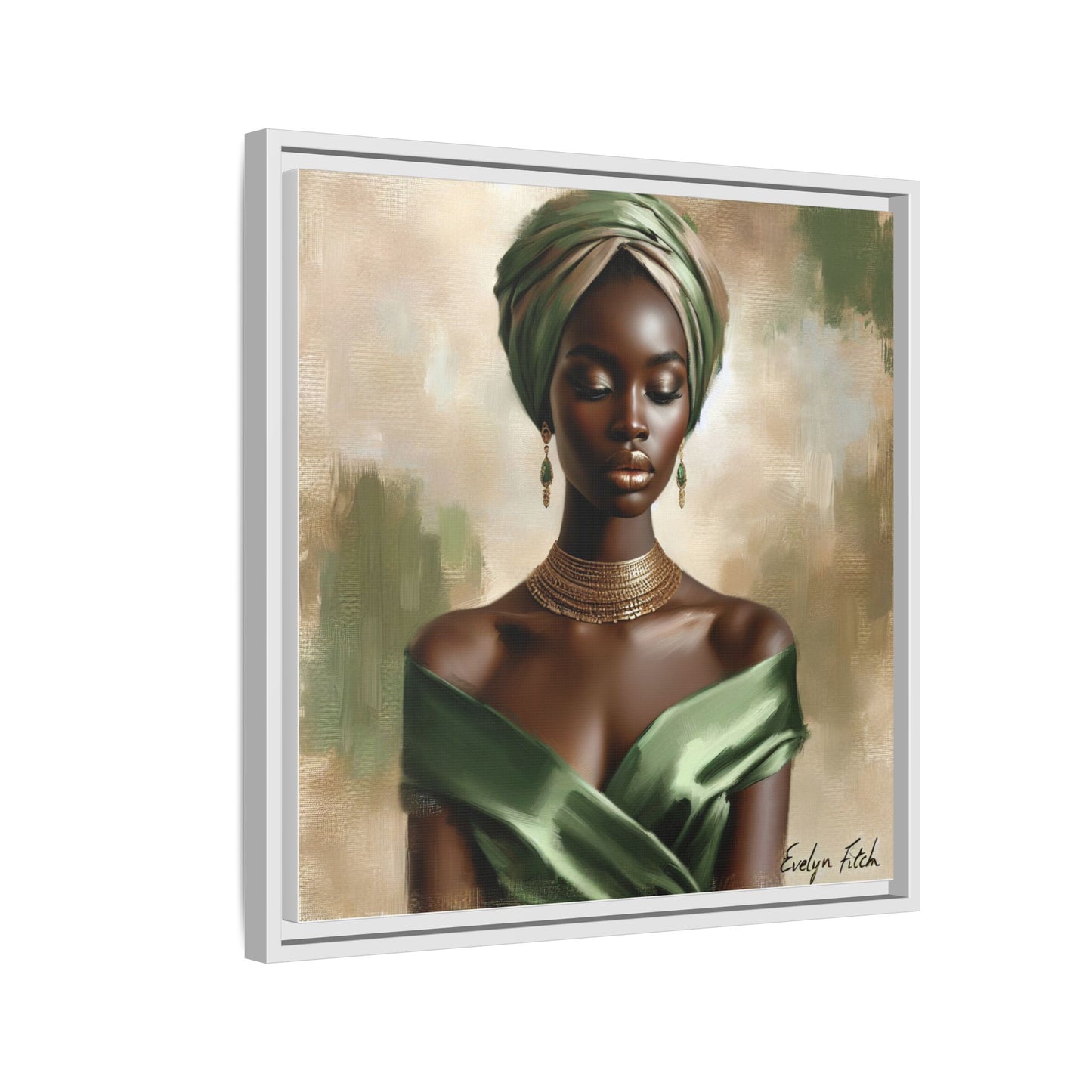 Stunning Framed Canvas Art Print, Elegant Wall Decor, Home Office Artwork, Black Glamour Portrait, Ethnic Style