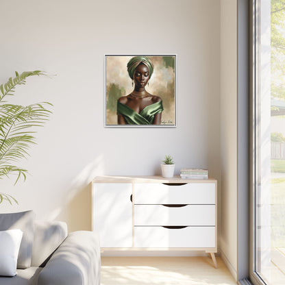 Stunning Framed Canvas Art Print, Elegant Wall Decor, Home Office Artwork, Black Glamour Portrait, Ethnic Style