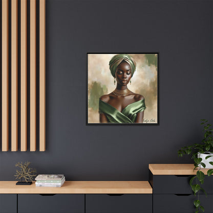 Stunning Framed Canvas Art Print, Elegant Wall Decor, Home Office Artwork, Black Glamour Portrait, Ethnic Style
