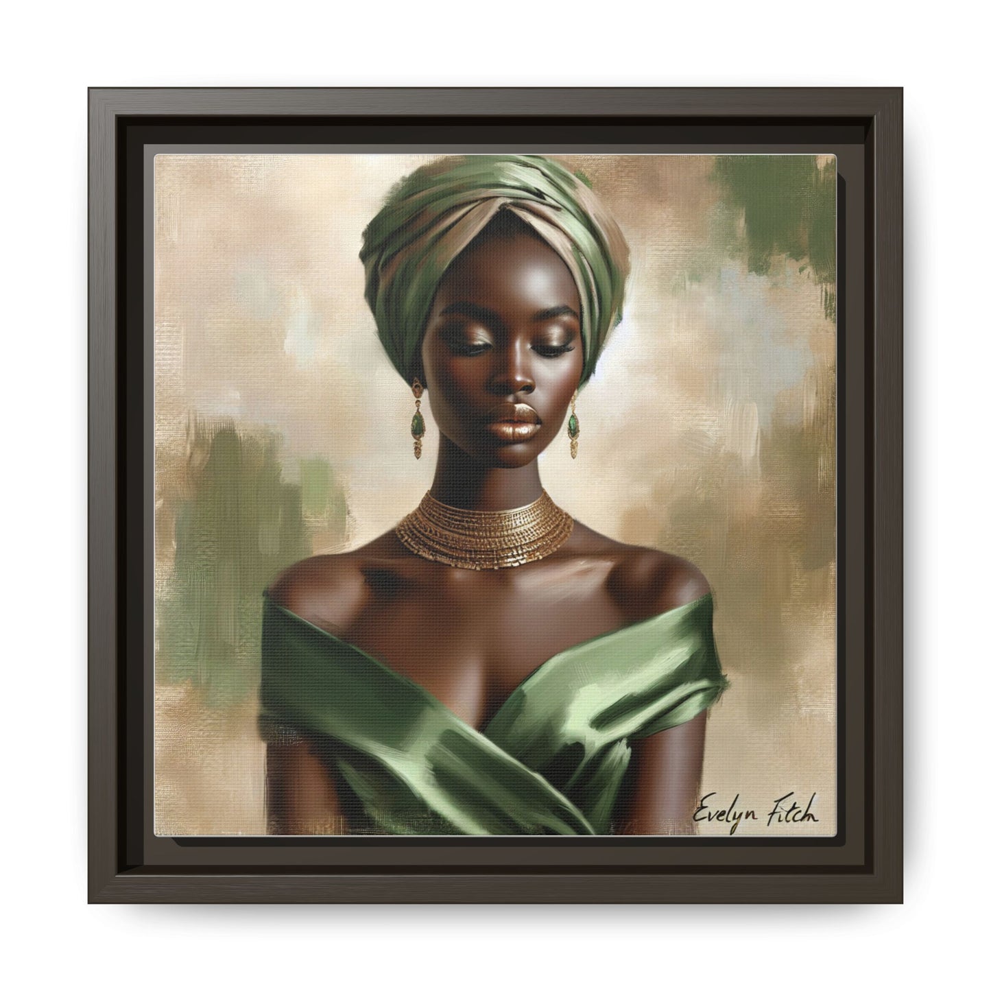 Stunning Framed Canvas Art Print, Elegant Wall Decor, Home Office Artwork, Black Glamour Portrait, Ethnic Style