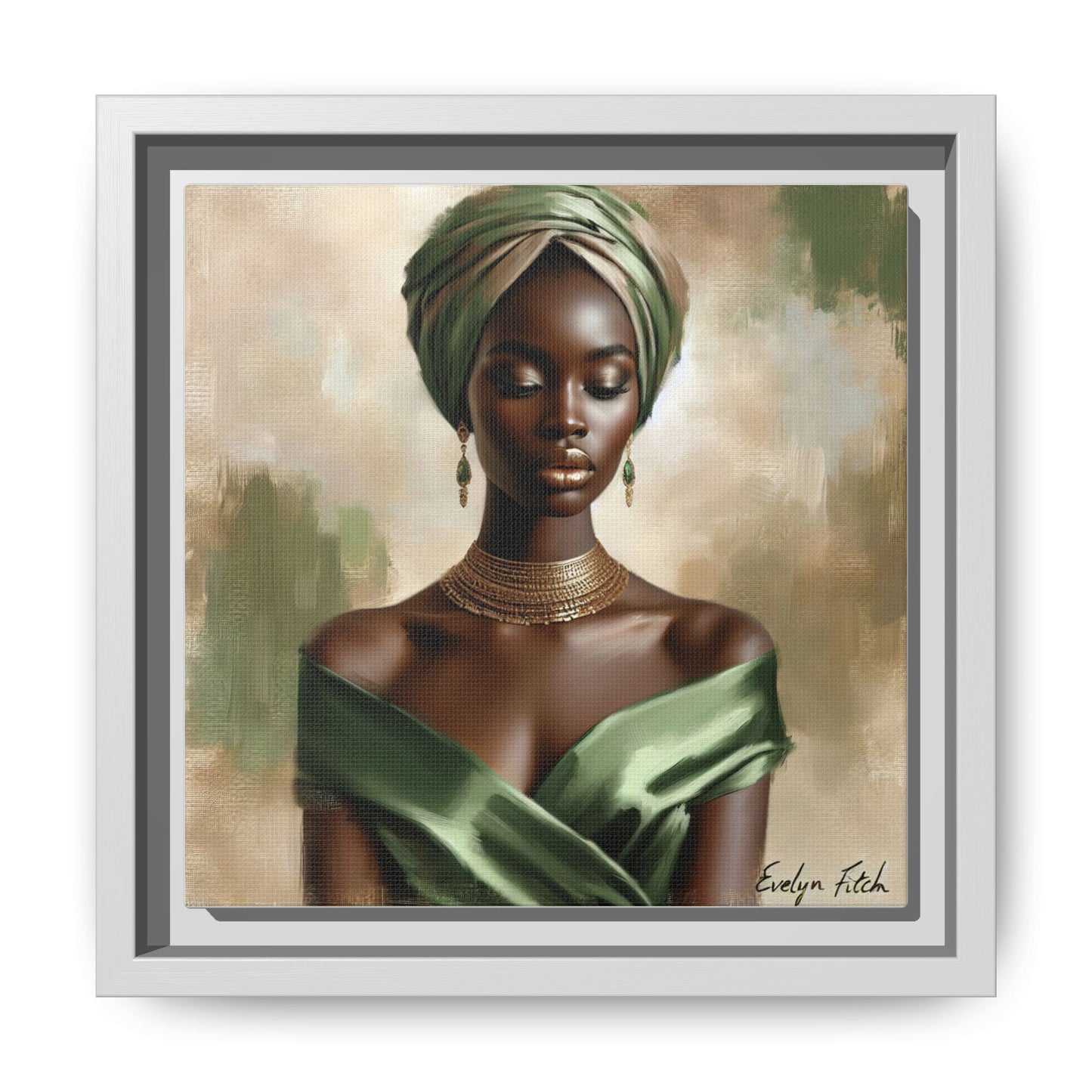 Stunning Framed Canvas Art Print, Elegant Wall Decor, Home Office Artwork, Black Glamour Portrait, Ethnic Style