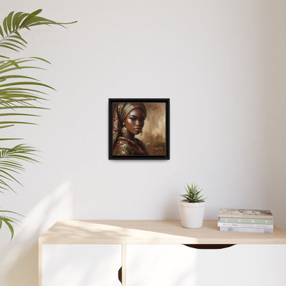 Wall Art Print, Elegant Afrocentric Home Decor, Black Woman Portrait, Unique Gift for Her, Matte Canvas, Framed Art Print for Living Room