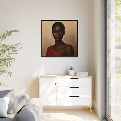Wall Art, African Woman Portrait Painting, Matte Canvas, Framed, Home Decor, Living Room, Bedroom, Gift Ideas, Mother's Day, Black History