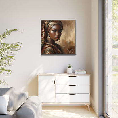 Wall Art Print, Elegant Afrocentric Home Decor, Black Woman Portrait, Unique Gift for Her, Matte Canvas, Framed Art Print for Living Room