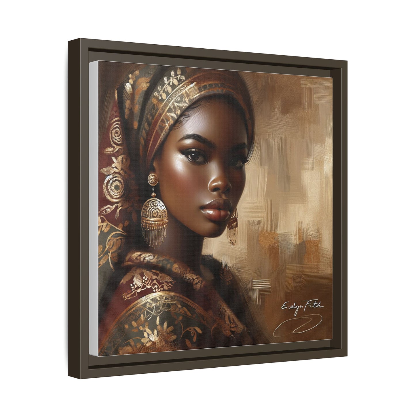 Wall Art Print, Elegant Afrocentric Home Decor, Black Woman Portrait, Unique Gift for Her, Matte Canvas, Framed Art Print for Living Room