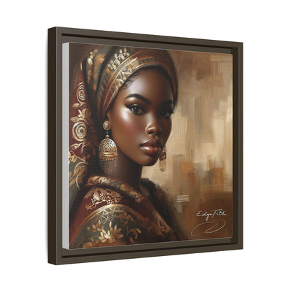 Wall Art Print, Elegant Afrocentric Home Decor, Black Woman Portrait, Unique Gift for Her, Matte Canvas, Framed Art Print for Living Room