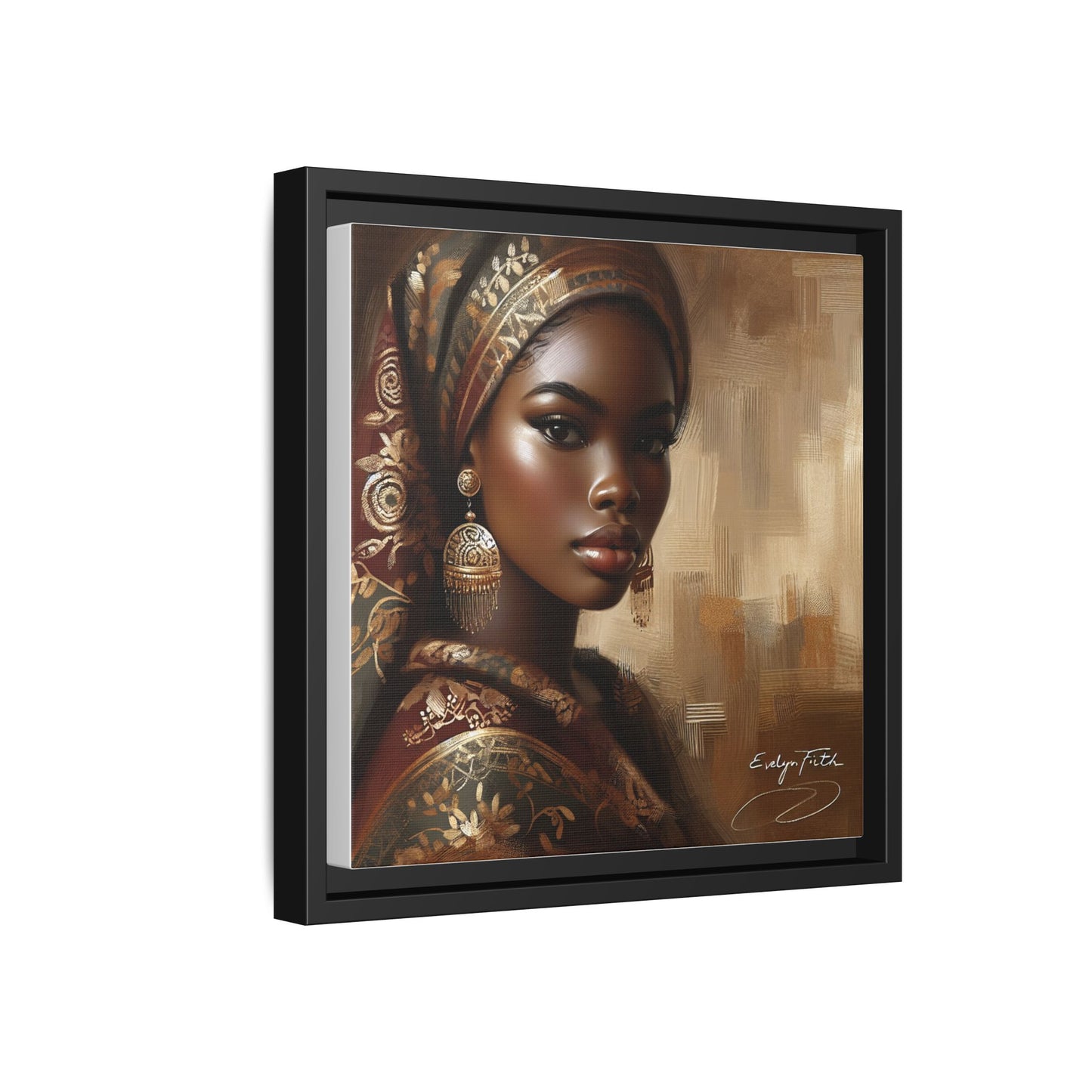 Wall Art Print, Elegant Afrocentric Home Decor, Black Woman Portrait, Unique Gift for Her, Matte Canvas, Framed Art Print for Living Room