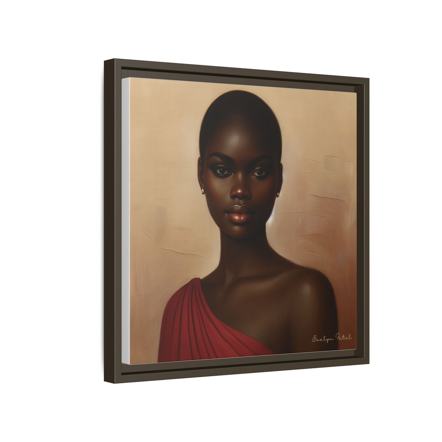 Wall Art, African Woman Portrait Painting, Matte Canvas, Framed, Home Decor, Living Room, Bedroom, Gift Ideas, Mother's Day, Black History