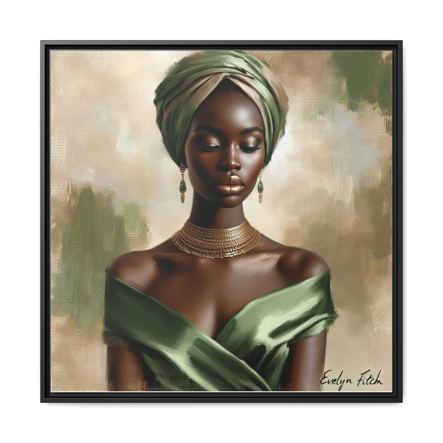 Stunning Framed Canvas Art Print, Elegant Wall Decor, Home Office Artwork, Black Glamour Portrait, Ethnic Style