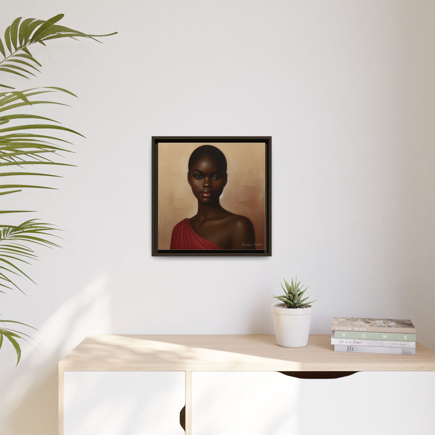 Wall Art, African Woman Portrait Painting, Matte Canvas, Framed, Home Decor, Living Room, Bedroom, Gift Ideas, Mother's Day, Black History