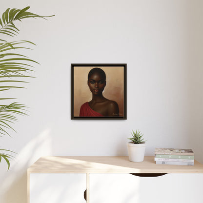 Wall Art, African Woman Portrait Painting, Matte Canvas, Framed, Home Decor, Living Room, Bedroom, Gift Ideas, Mother's Day, Black History