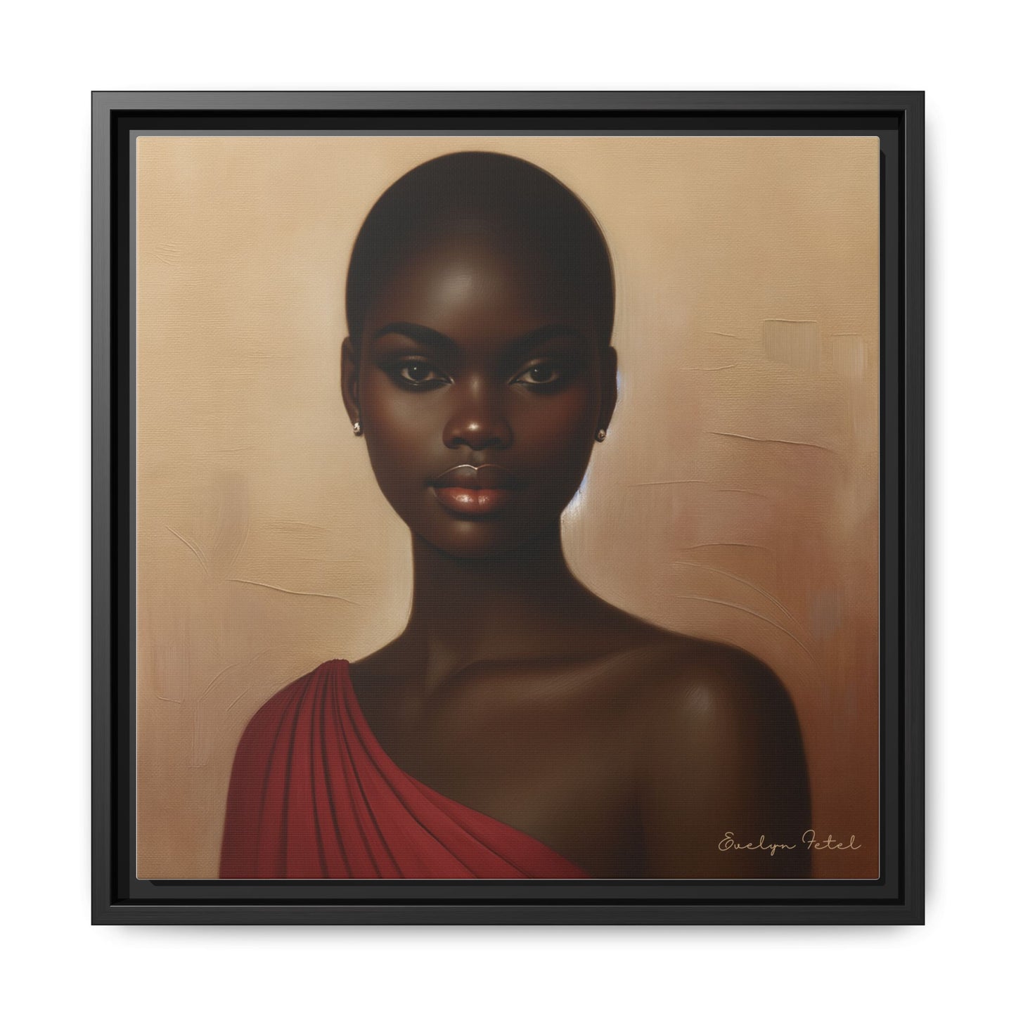 Wall Art, African Woman Portrait Painting, Matte Canvas, Framed, Home Decor, Living Room, Bedroom, Gift Ideas, Mother's Day, Black History