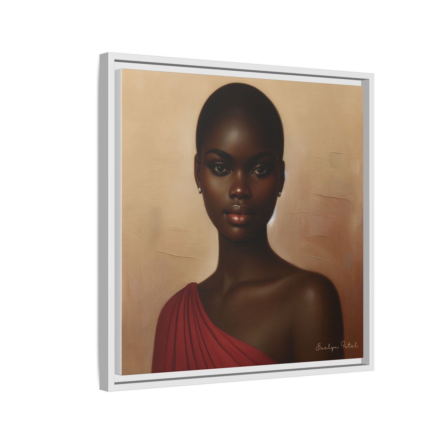 Wall Art, African Woman Portrait Painting, Matte Canvas, Framed, Home Decor, Living Room, Bedroom, Gift Ideas, Mother's Day, Black History