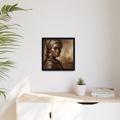 Wall Art Print, Elegant Afrocentric Home Decor, Black Woman Portrait, Unique Gift for Her, Matte Canvas, Framed Art Print for Living Room
