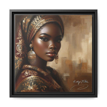 Wall Art Print, Elegant Afrocentric Home Decor, Black Woman Portrait, Unique Gift for Her, Matte Canvas, Framed Art Print for Living Room