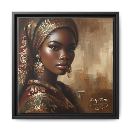 Wall Art Print, Elegant Afrocentric Home Decor, Black Woman Portrait, Unique Gift for Her, Matte Canvas, Framed Art Print for Living Room
