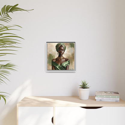 Stunning Framed Canvas Art Print, Elegant Wall Decor, Home Office Artwork, Black Glamour Portrait, Ethnic Style