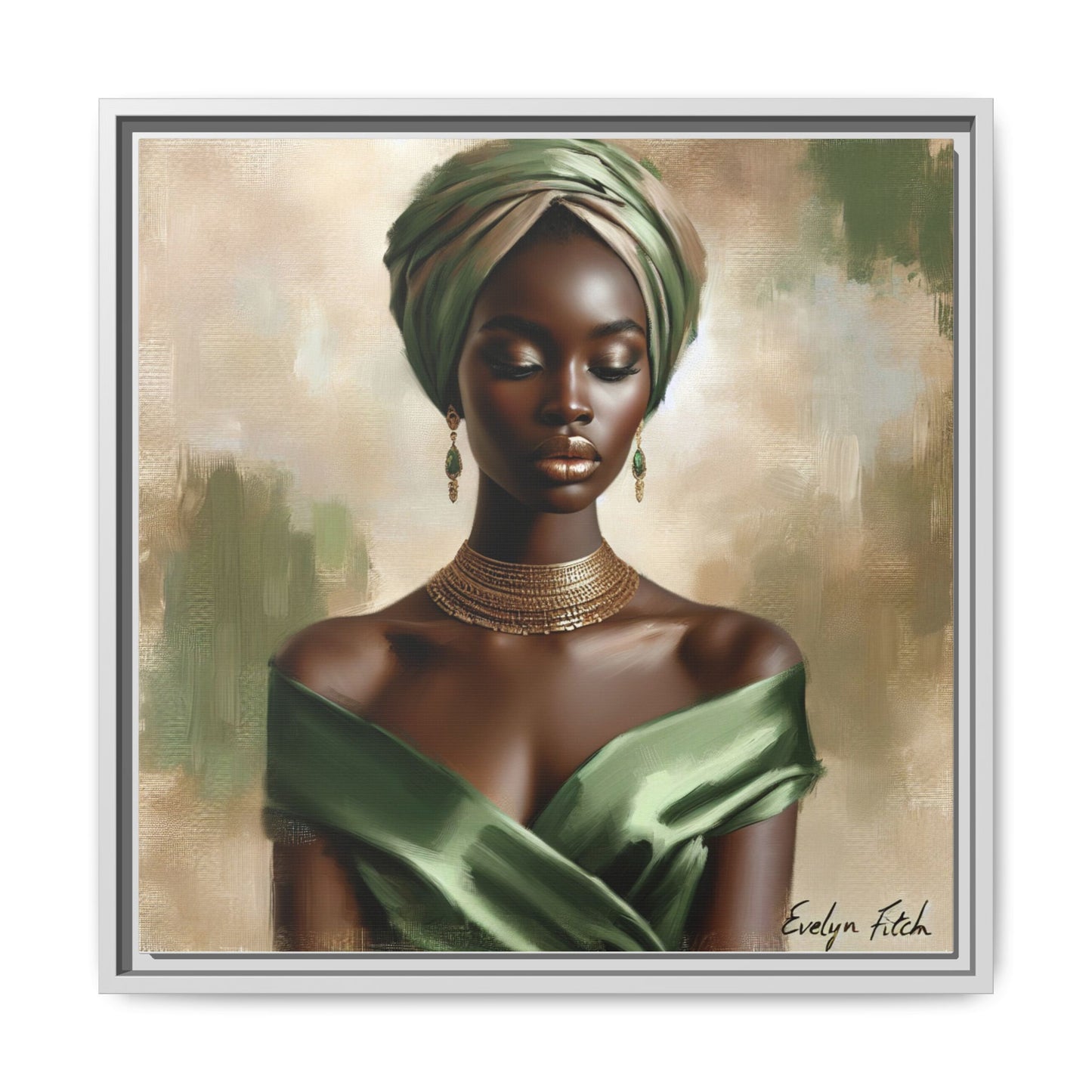 Stunning Framed Canvas Art Print, Elegant Wall Decor, Home Office Artwork, Black Glamour Portrait, Ethnic Style