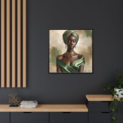 Stunning Framed Canvas Art Print, Elegant Wall Decor, Home Office Artwork, Black Glamour Portrait, Ethnic Style