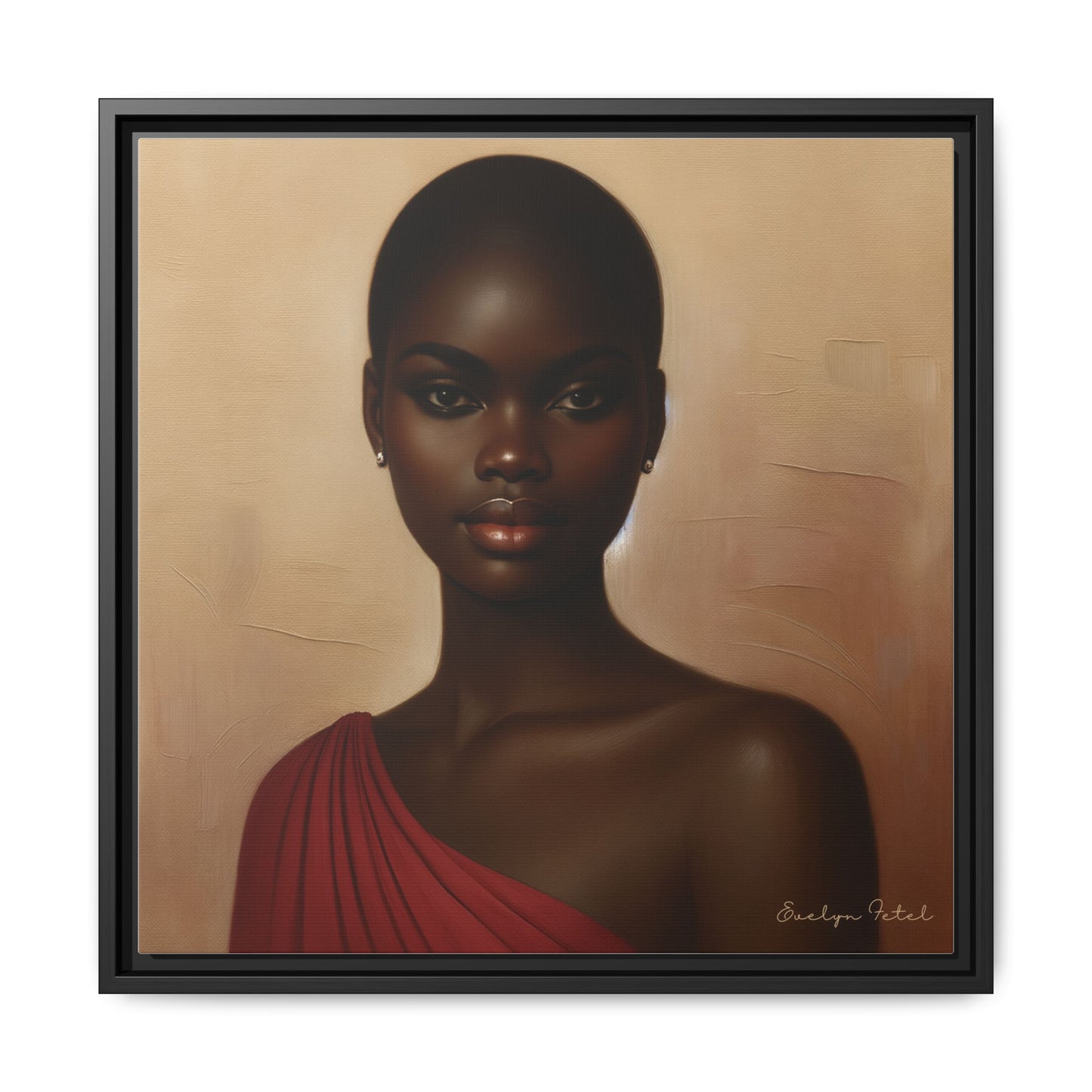 Wall Art, African Woman Portrait Painting, Matte Canvas, Framed, Home Decor, Living Room, Bedroom, Gift Ideas, Mother's Day, Black History