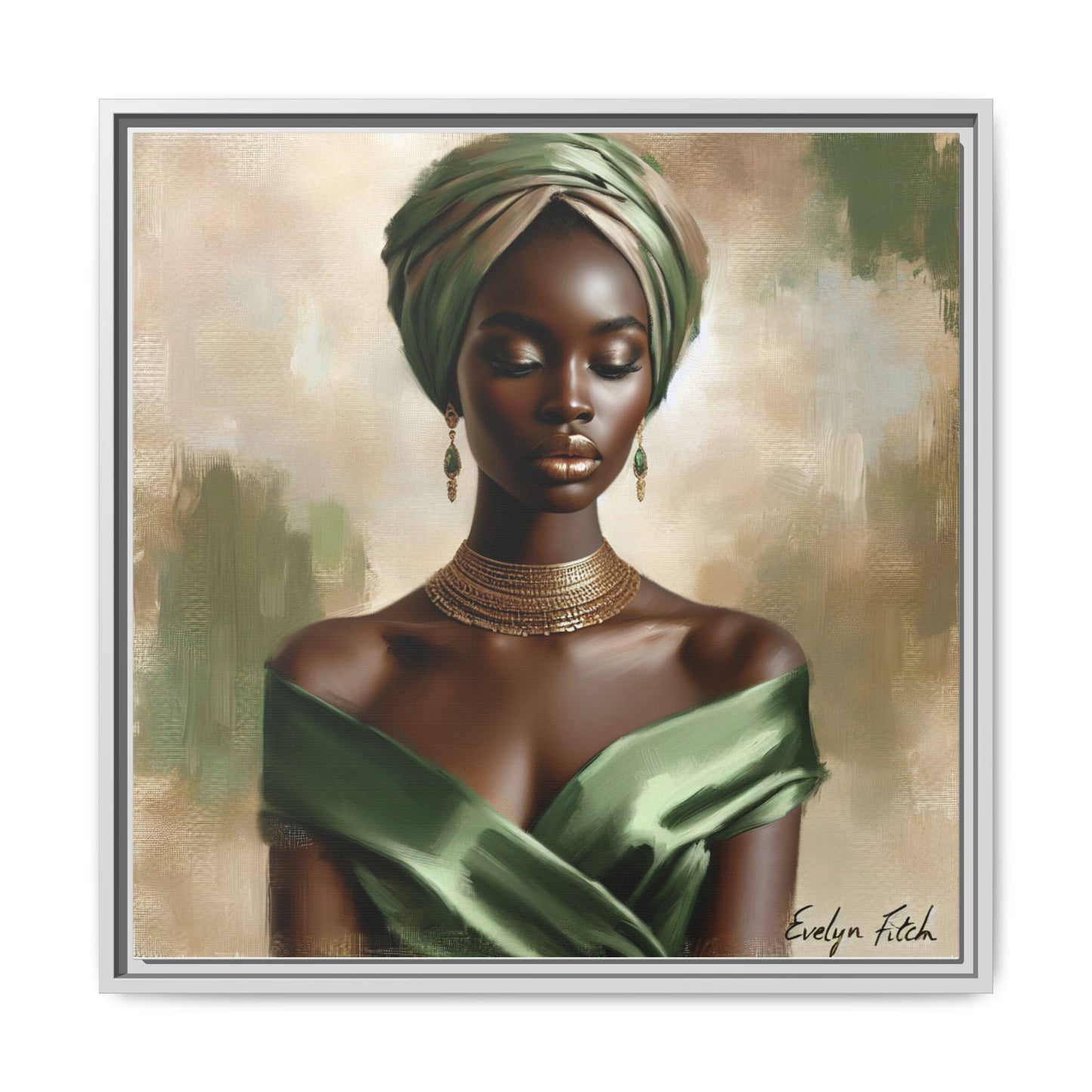 Stunning Framed Canvas Art Print, Elegant Wall Decor, Home Office Artwork, Black Glamour Portrait, Ethnic Style