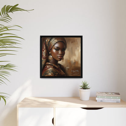 Wall Art Print, Elegant Afrocentric Home Decor, Black Woman Portrait, Unique Gift for Her, Matte Canvas, Framed Art Print for Living Room