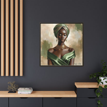 Stunning Framed Canvas Art Print, Elegant Wall Decor, Home Office Artwork, Black Glamour Portrait, Ethnic Style