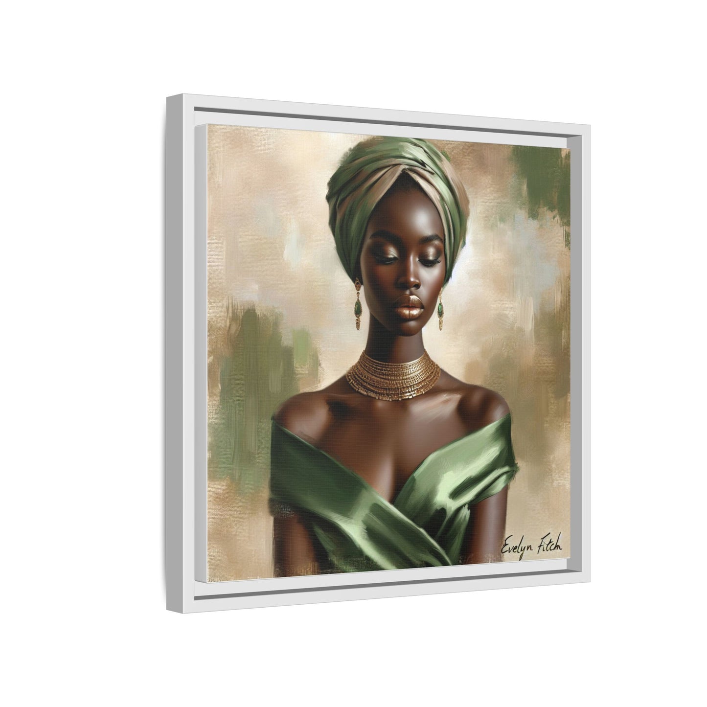 Stunning Framed Canvas Art Print, Elegant Wall Decor, Home Office Artwork, Black Glamour Portrait, Ethnic Style