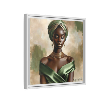 Stunning Framed Canvas Art Print, Elegant Wall Decor, Home Office Artwork, Black Glamour Portrait, Ethnic Style