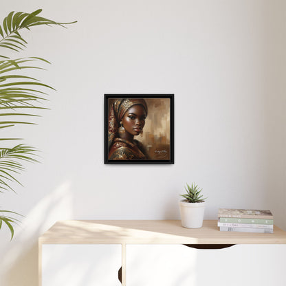 Wall Art Print, Elegant Afrocentric Home Decor, Black Woman Portrait, Unique Gift for Her, Matte Canvas, Framed Art Print for Living Room