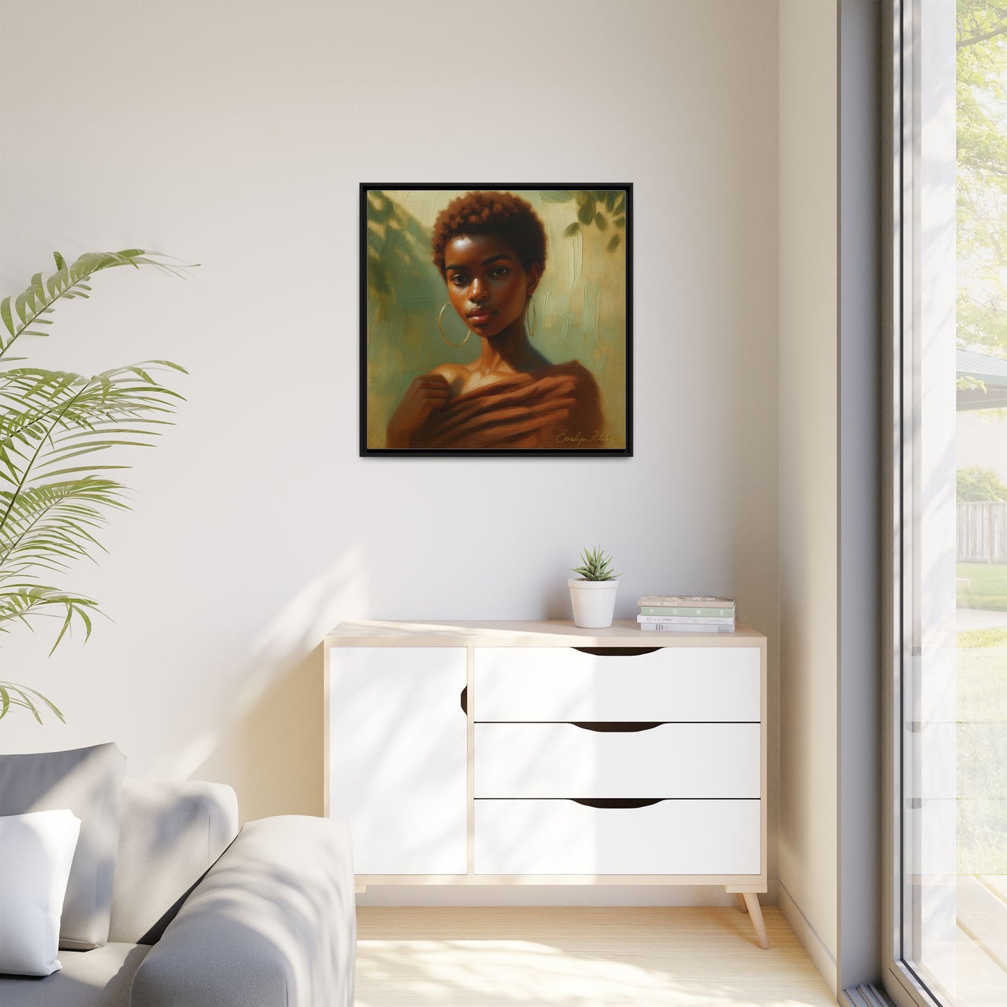 Framed Wall Art, Ethereal Portrait of a Woman, Home Decor, Gift for Her, Modern Artwork, Minimalist