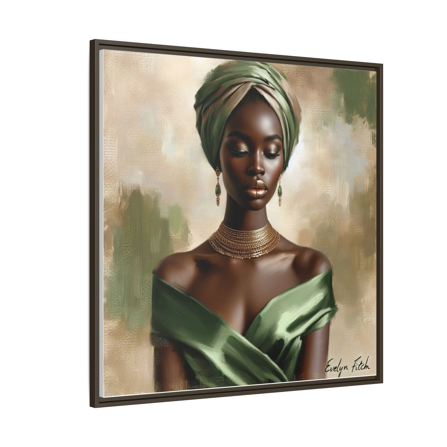 Stunning Framed Canvas Art Print, Elegant Wall Decor, Home Office Artwork, Black Glamour Portrait, Ethnic Style