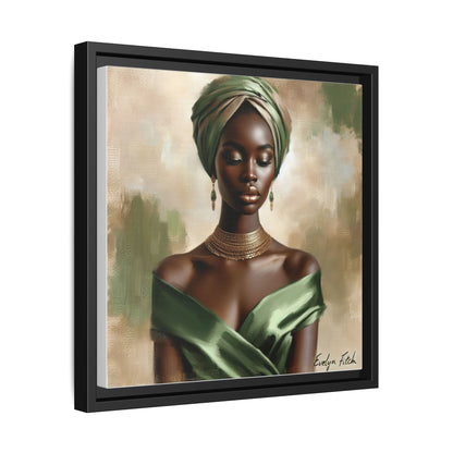 Stunning Framed Canvas Art Print, Elegant Wall Decor, Home Office Artwork, Black Glamour Portrait, Ethnic Style