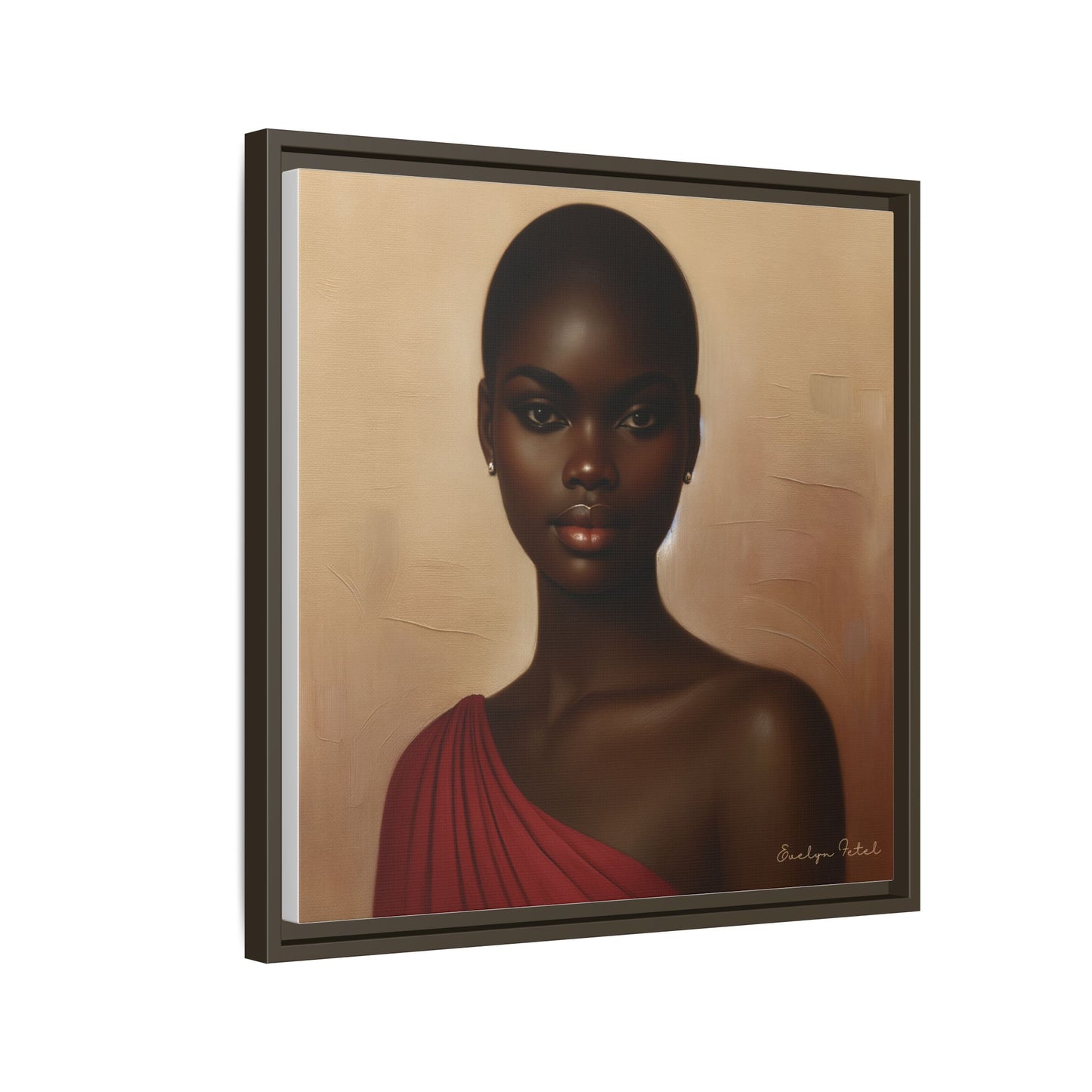 Wall Art, African Woman Portrait Painting, Matte Canvas, Framed, Home Decor, Living Room, Bedroom, Gift Ideas, Mother's Day, Black History