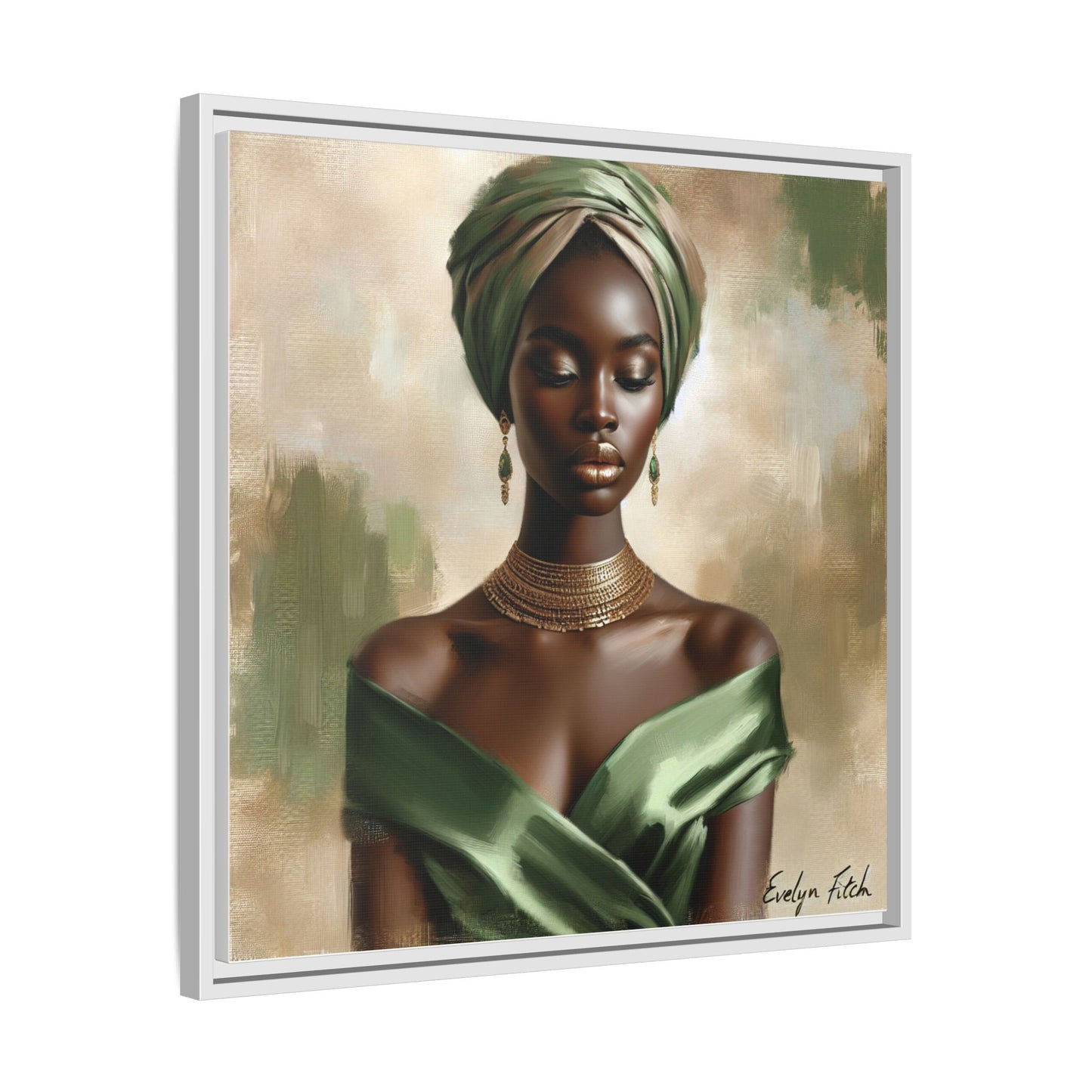 Stunning Framed Canvas Art Print, Elegant Wall Decor, Home Office Artwork, Black Glamour Portrait, Ethnic Style