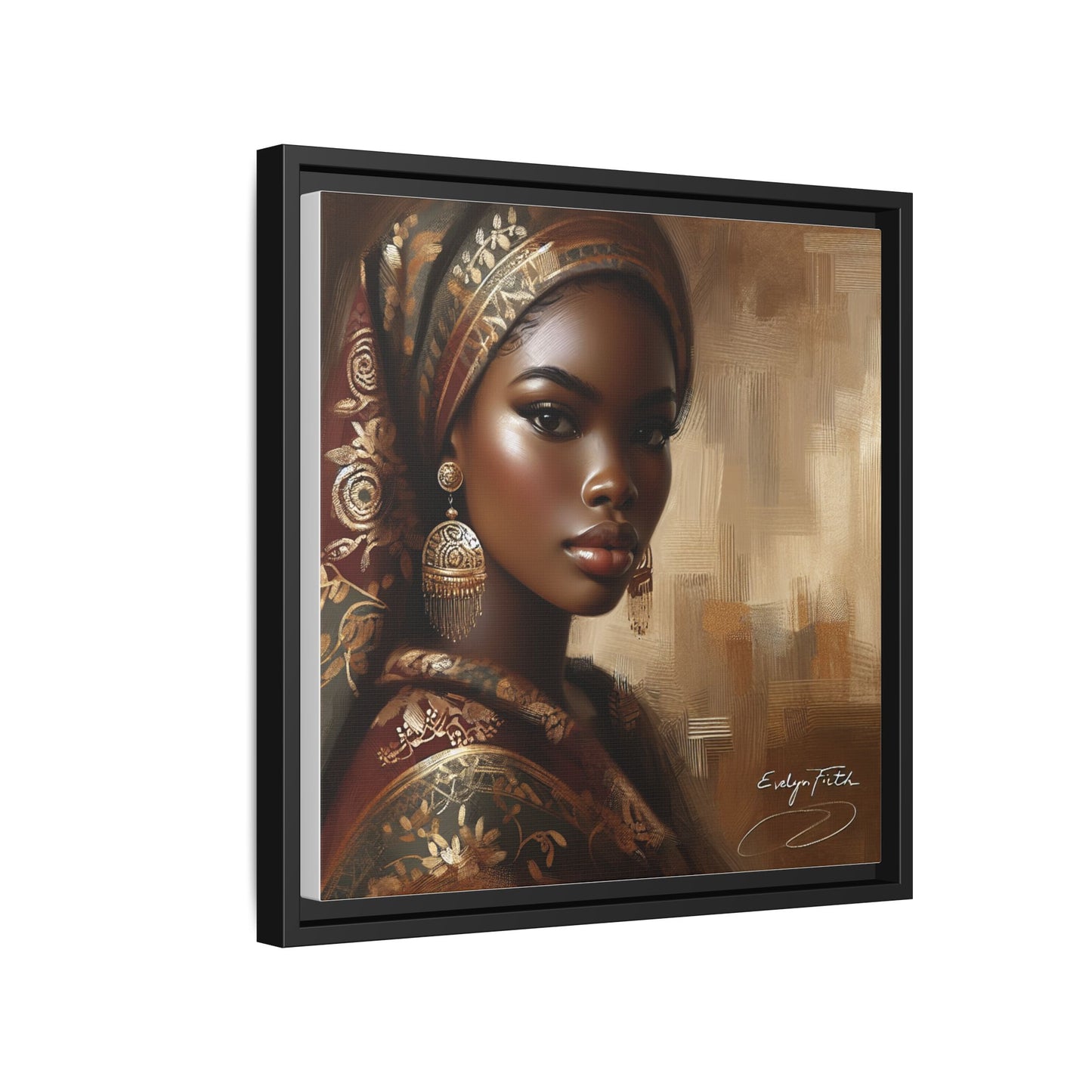 Wall Art Print, Elegant Afrocentric Home Decor, Black Woman Portrait, Unique Gift for Her, Matte Canvas, Framed Art Print for Living Room