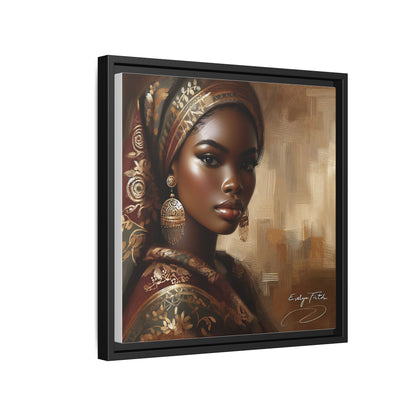 Wall Art Print, Elegant Afrocentric Home Decor, Black Woman Portrait, Unique Gift for Her, Matte Canvas, Framed Art Print for Living Room