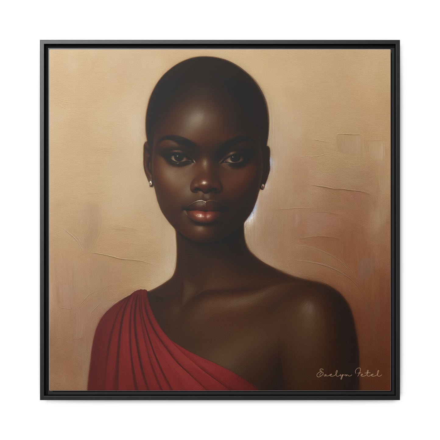 Wall Art, African Woman Portrait Painting, Matte Canvas, Framed, Home Decor, Living Room, Bedroom, Gift Ideas, Mother's Day, Black History