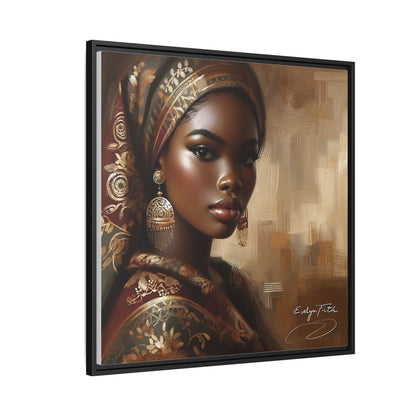 Wall Art Print, Elegant Afrocentric Home Decor, Black Woman Portrait, Unique Gift for Her, Matte Canvas, Framed Art Print for Living Room